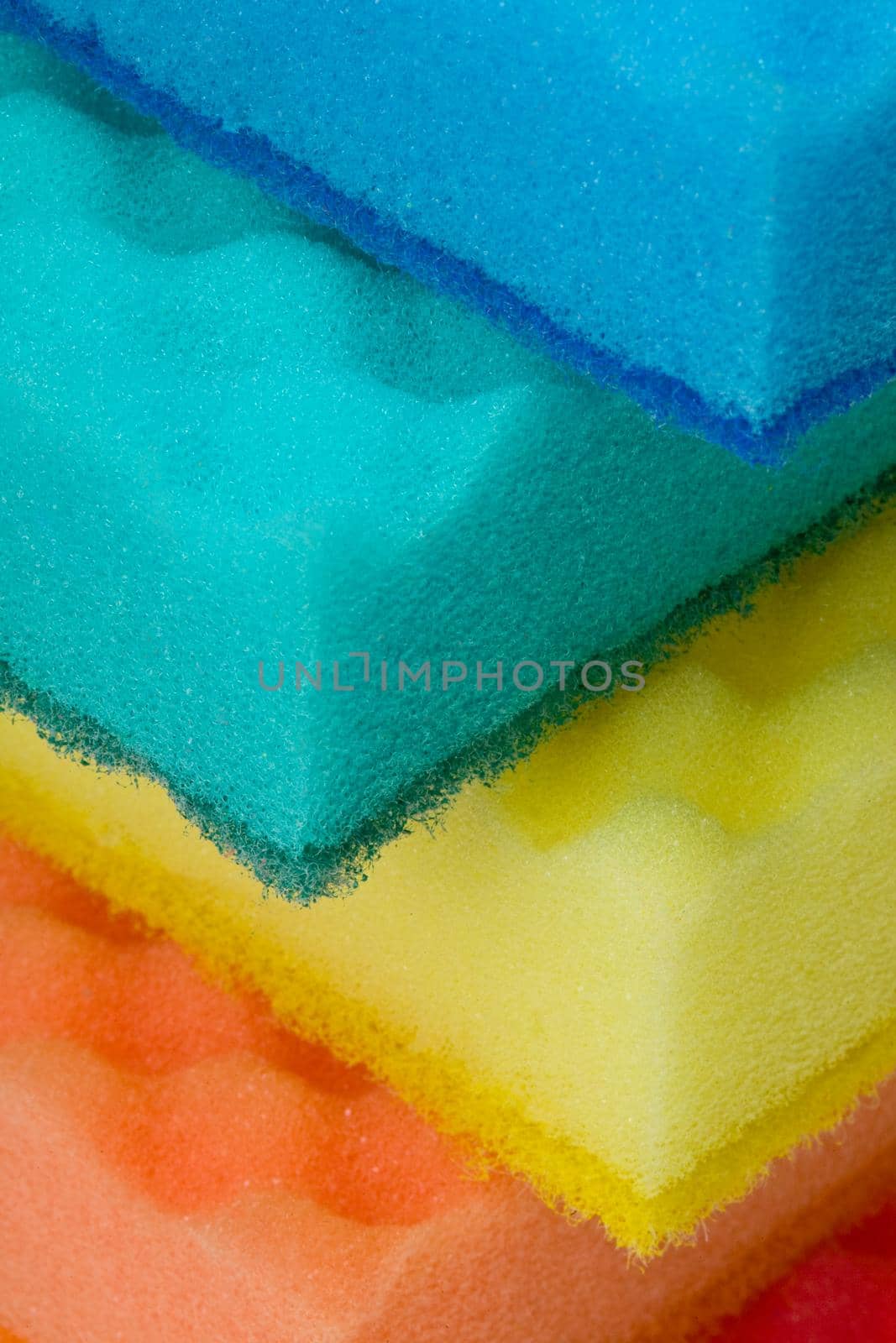 Sponges for cleaning, close up on white background