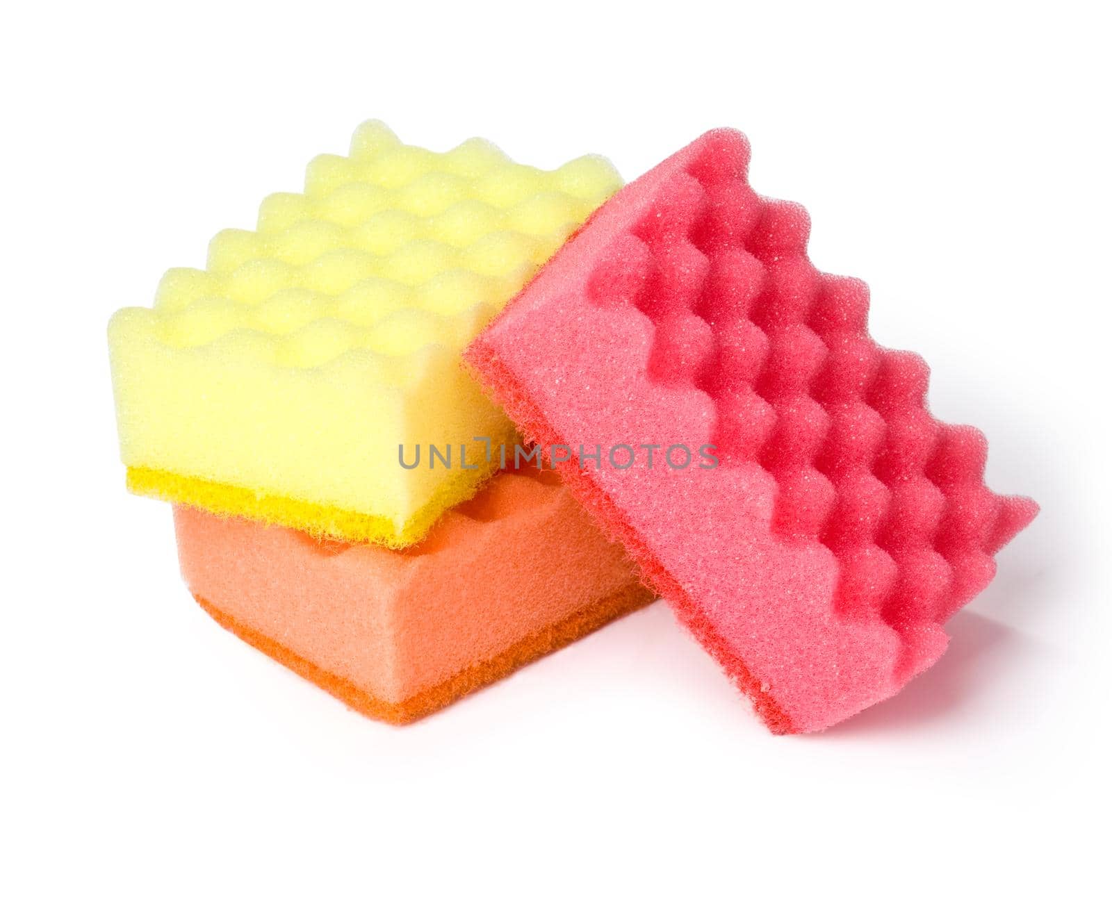 Kitchen sponges on a white background, saved path