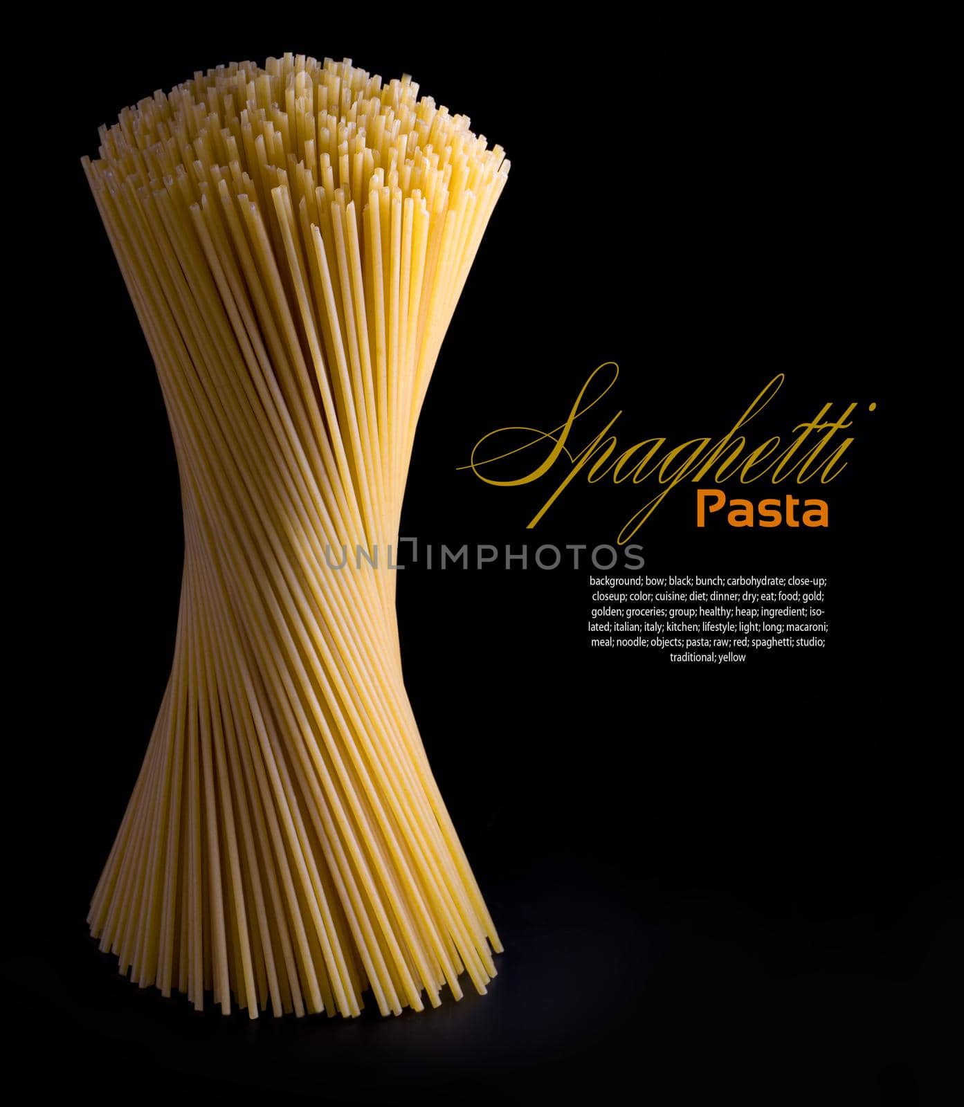 Bunch of spaghetti  isolated on black