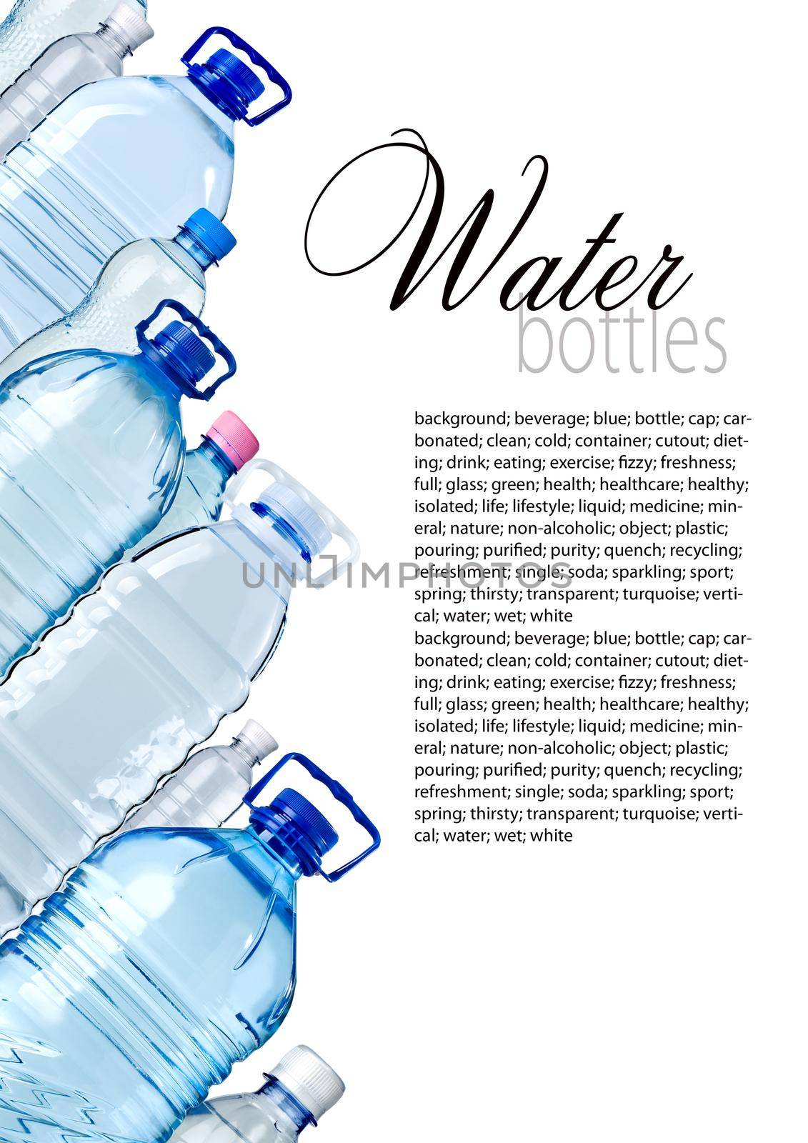 Bottles of water isolated on the white with copy spase