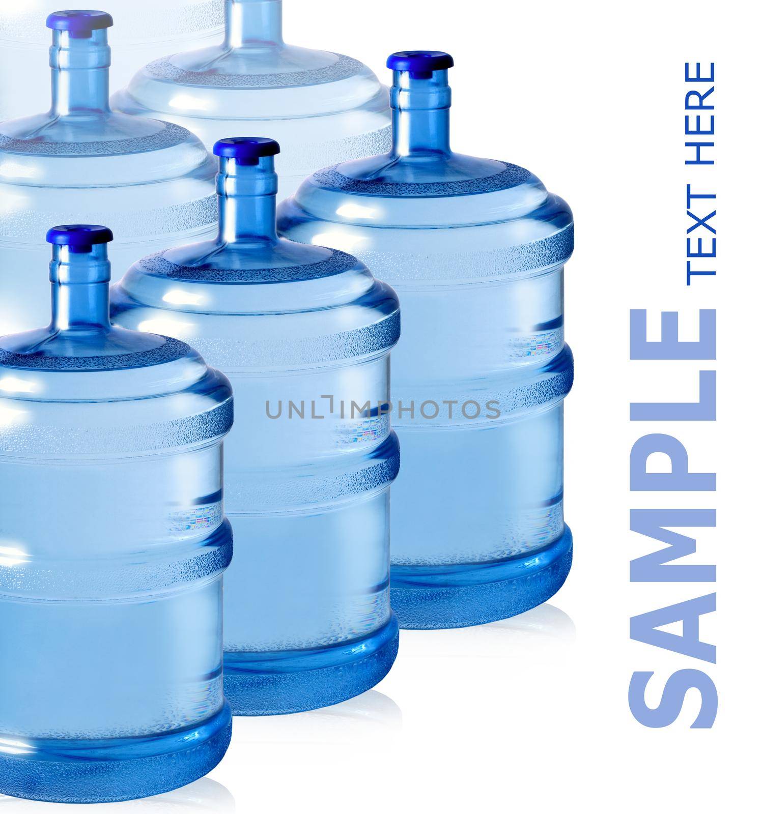 big plastic bottles for potable water isolated on a white background