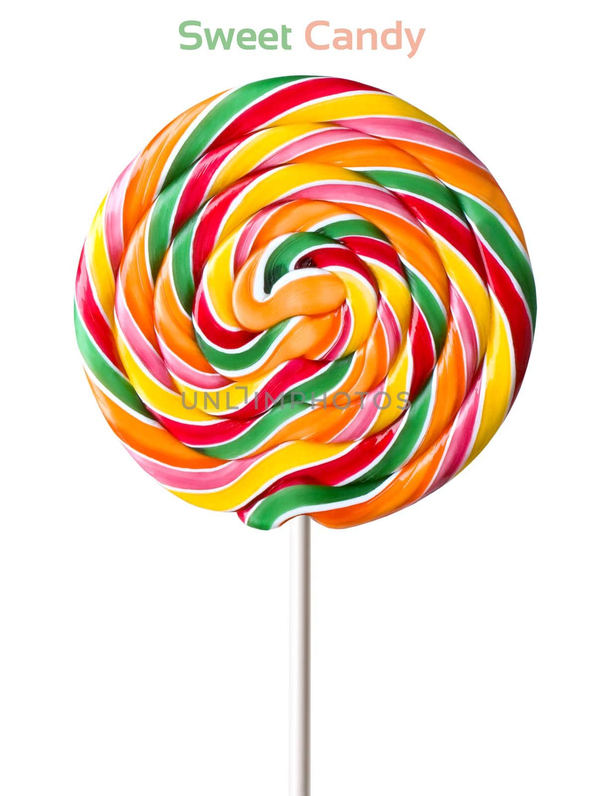 Colorful spiral lollipop isolated on white background