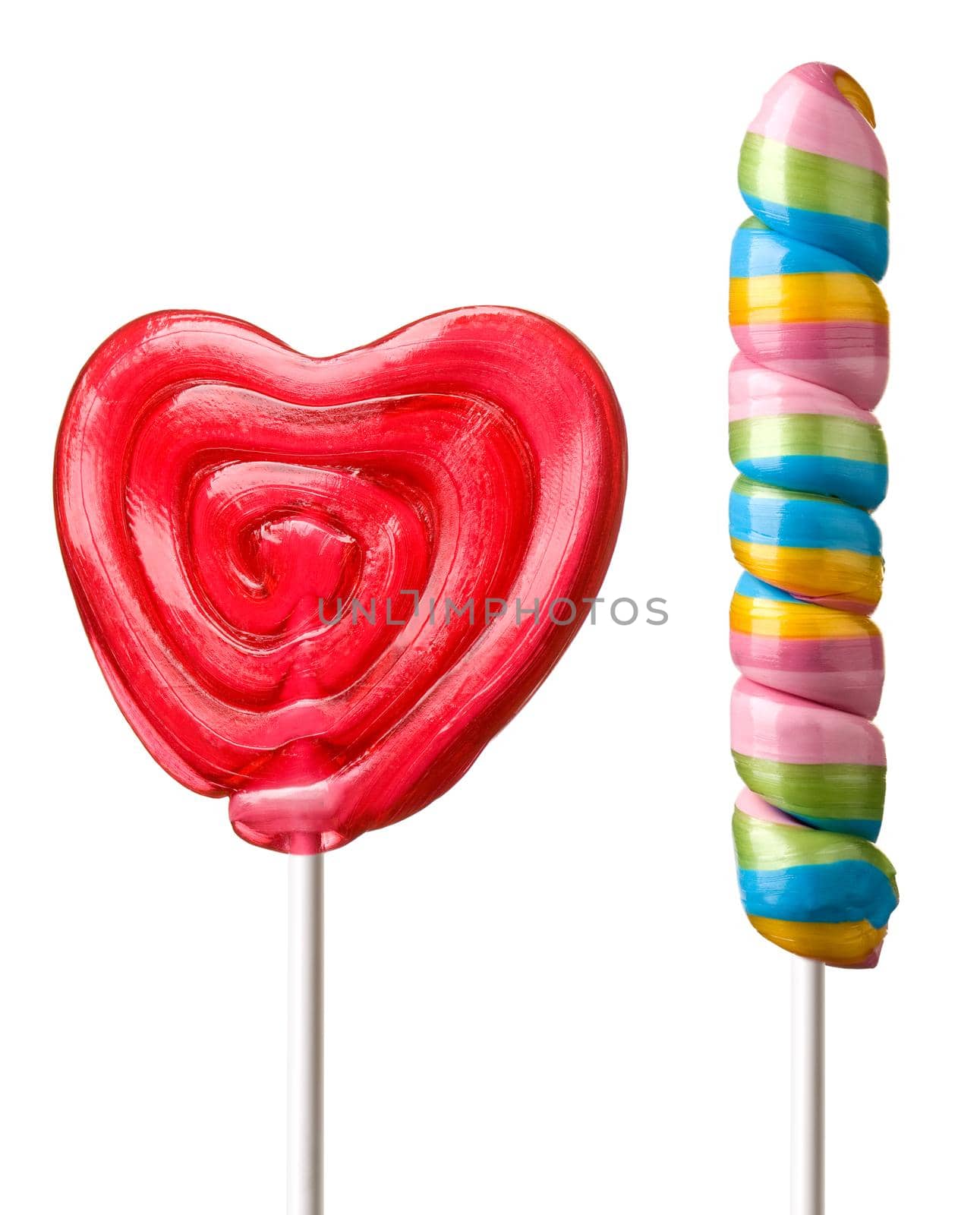 two Colourful lollipop isolated on the white background