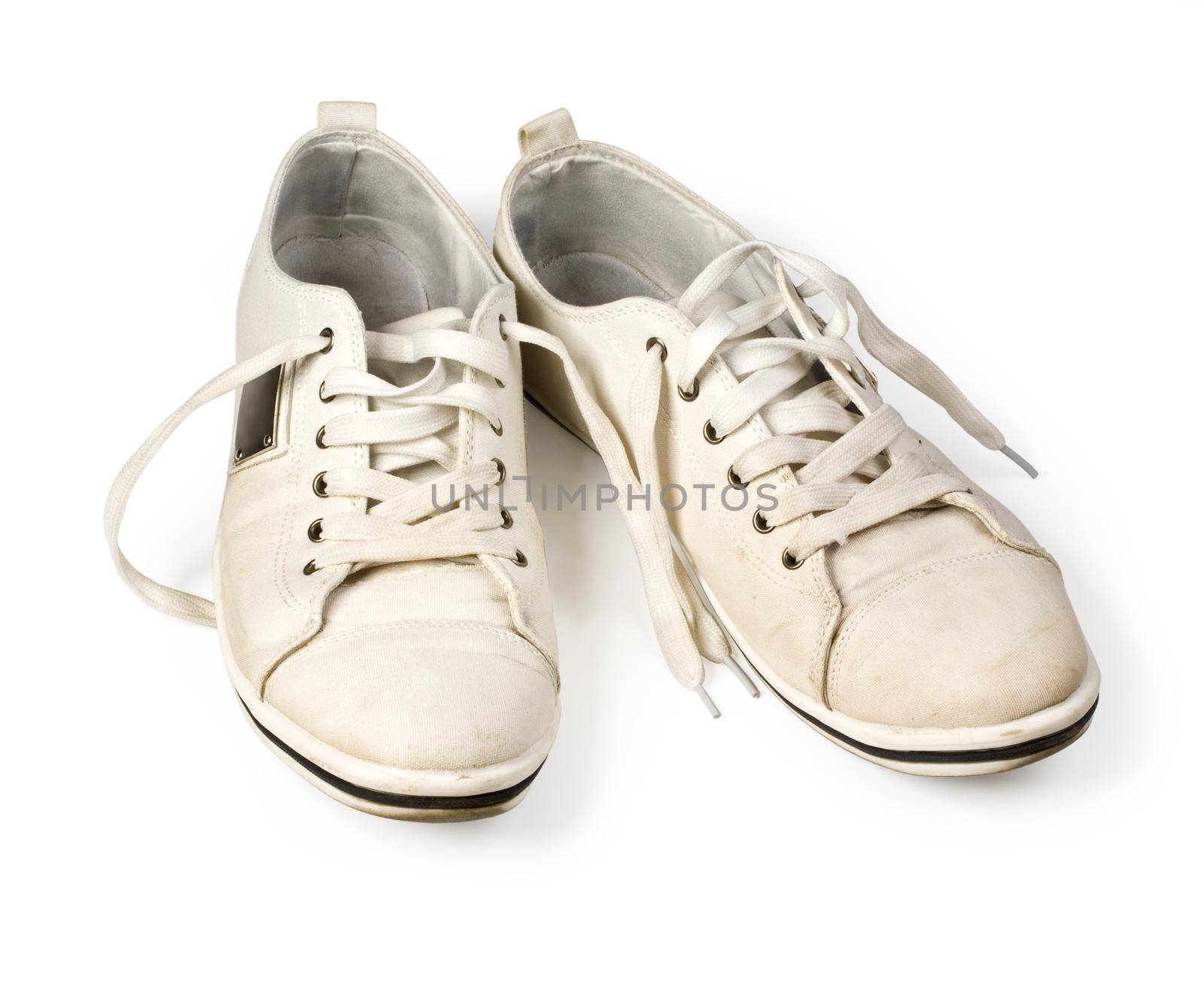 dirty white  shoes isolated on a white background