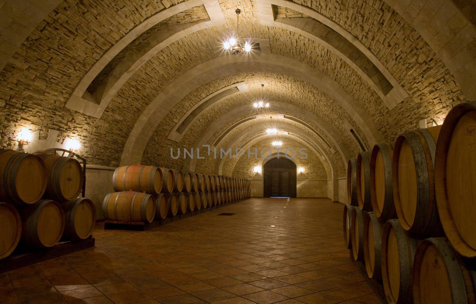 old wine cellar with barrels