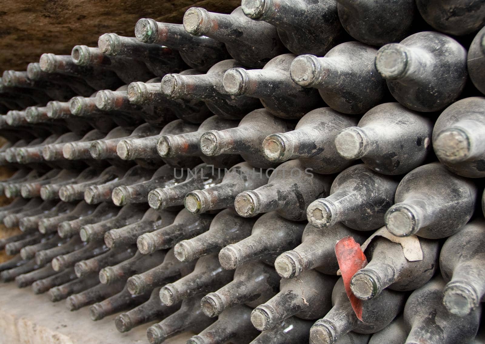 vineyard cellar with old bottles