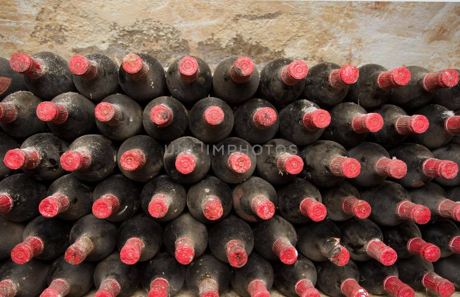 vineyard cellar with old bottles