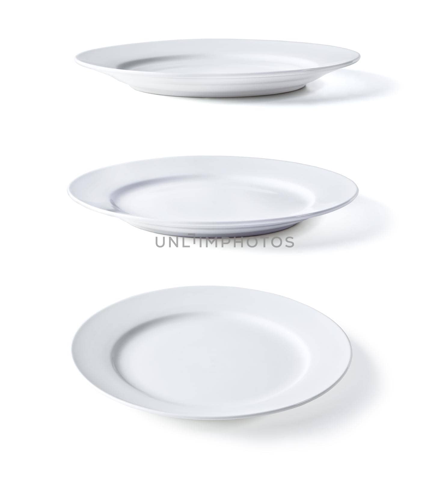 white plate in three dimensions on a white background