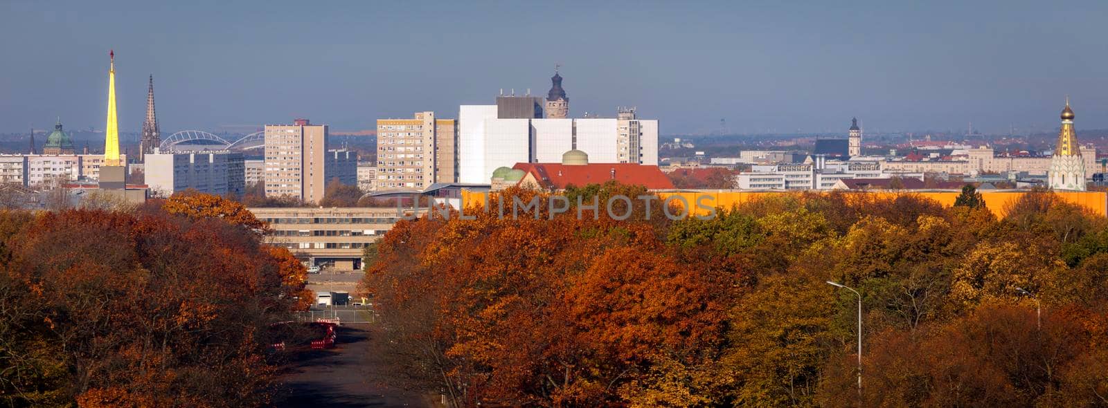 Panorama of Leipzig in fall scenery by benkrut