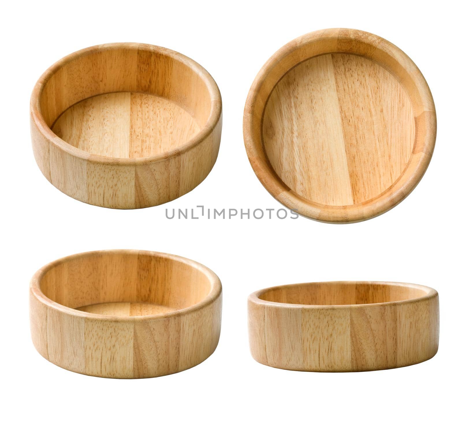 Empty Wooden Bowl isolated on white background