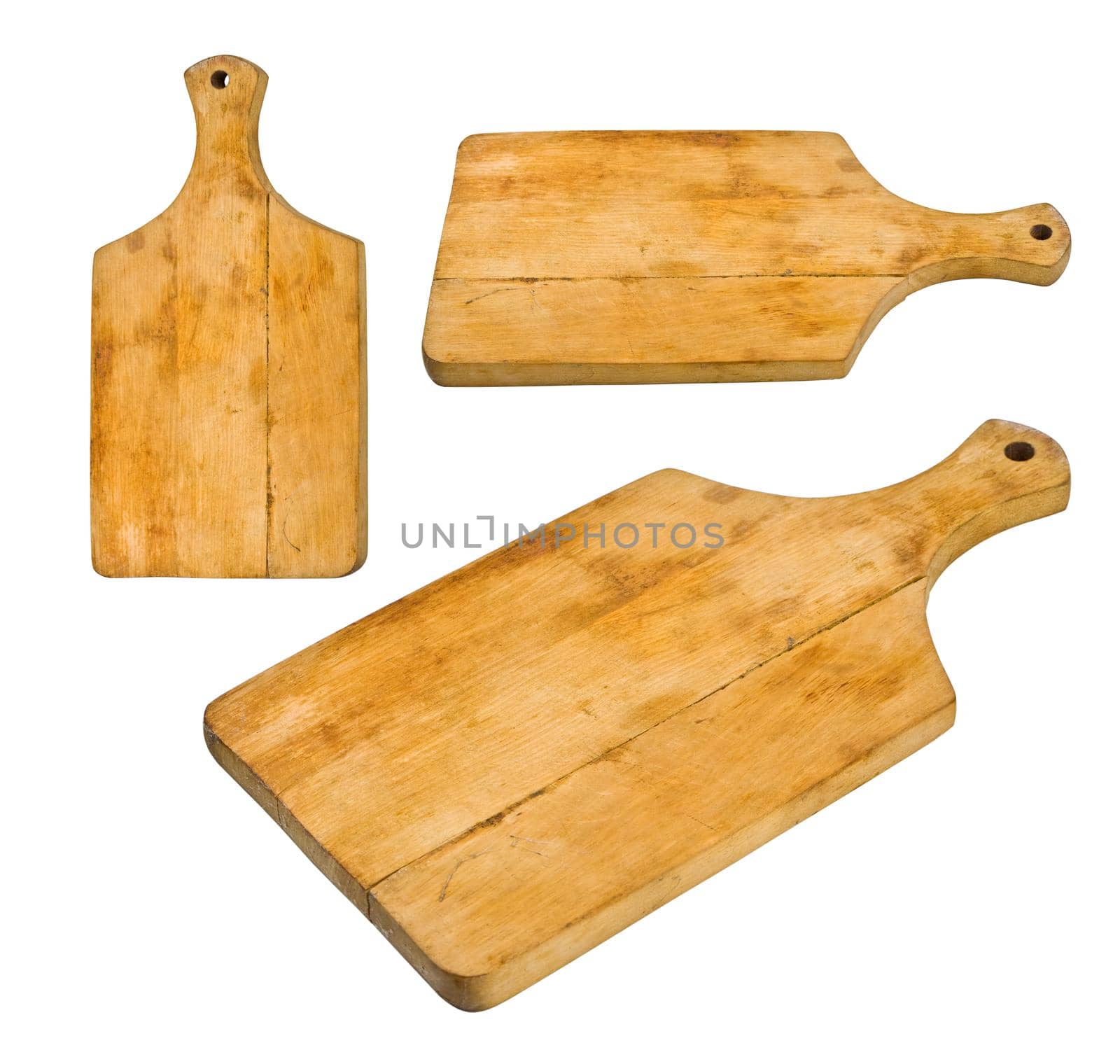 old cutting board on white background
