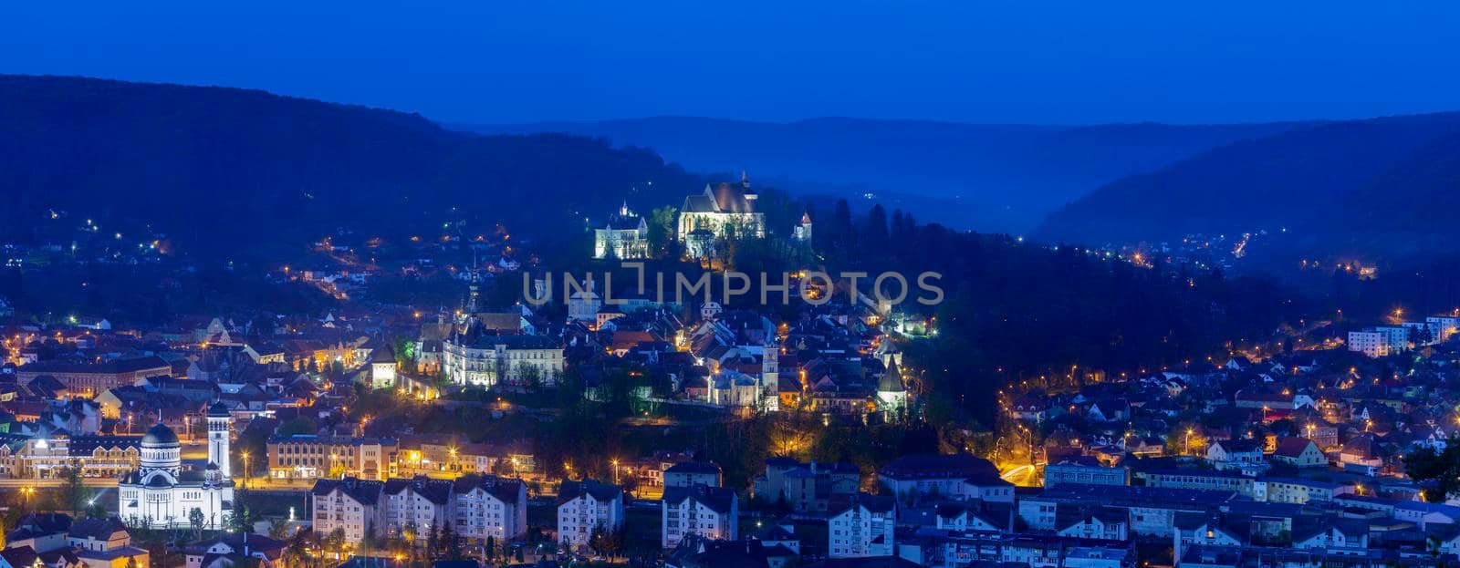 Aerial panorama of Sighisoara  by benkrut