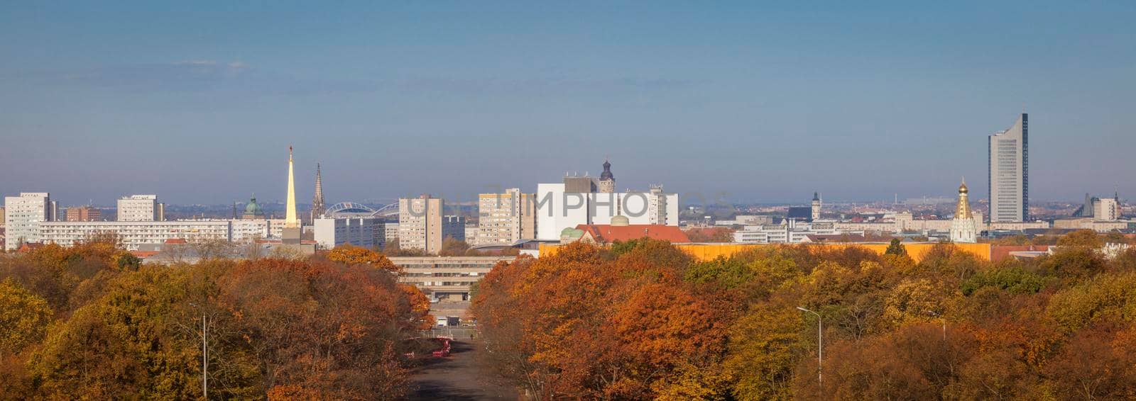 Panorama of Leipzig in fall scenery by benkrut