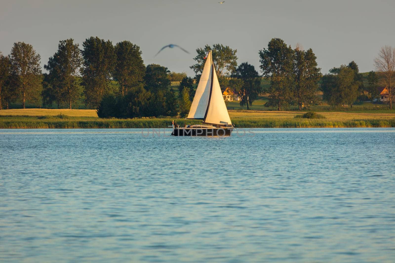 Lake Rynskie in Ryn. Ryn, Warmian-Masurian, Poland.