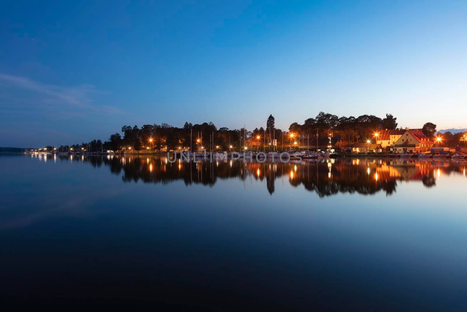 Jezioro Rynskie in Ryn. Ryn, Warmian-Masurian, Poland.