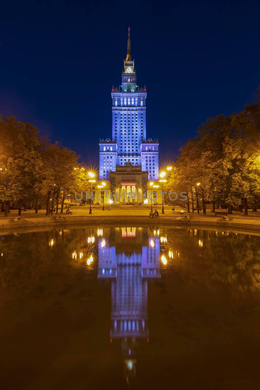 Palace of Culture and Science in Warsaw. Warsaw, Masovia, Poland.