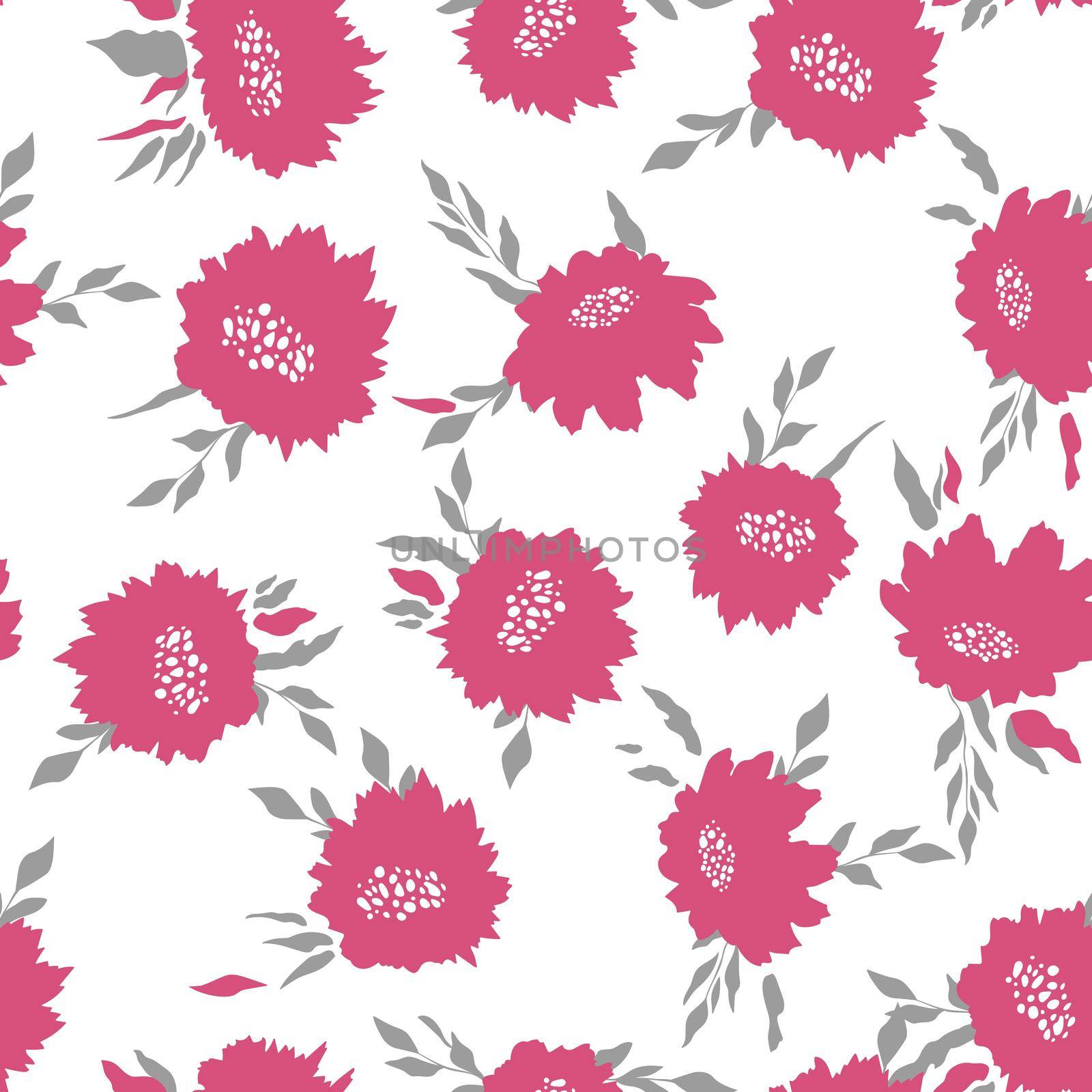 Floral seamless with hand drawn color roses. Cute summer background with flowers and leaves. Modern floral compositions. Fashion vector stock illustration for wallpaper, posters, card, fabric,textile.
