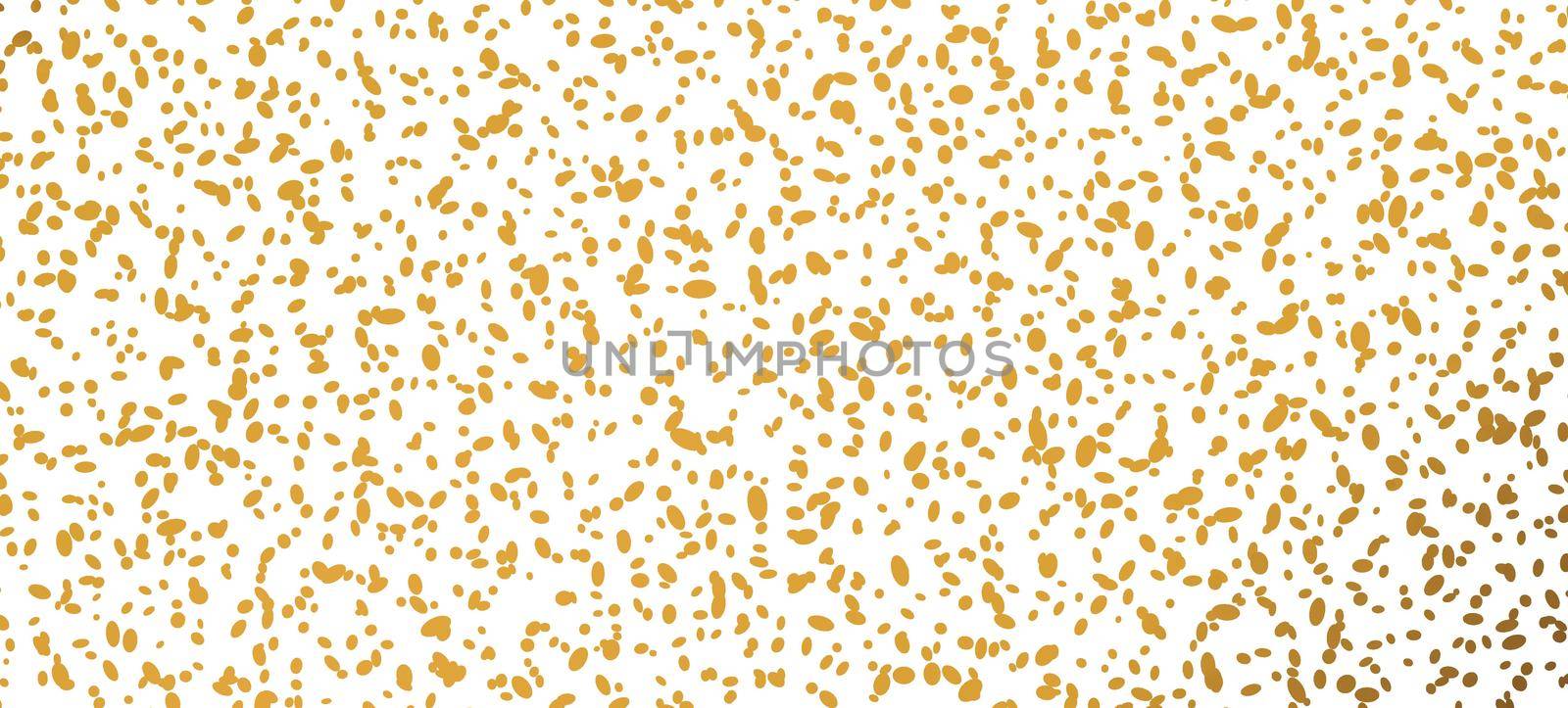 Abstract fashion polka dots background. White dotted pattern with golden gradient circles. Template design for invitation, poster, card, flyer, banner, textile, fabric by allaku