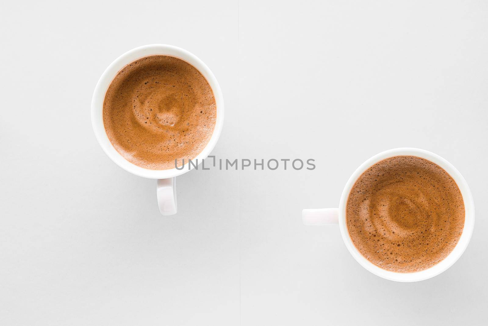 Drinks menu, italian espresso recipe and organic shop concept - Cup of hot french coffee as breakfast drink, flatlay cups on white background