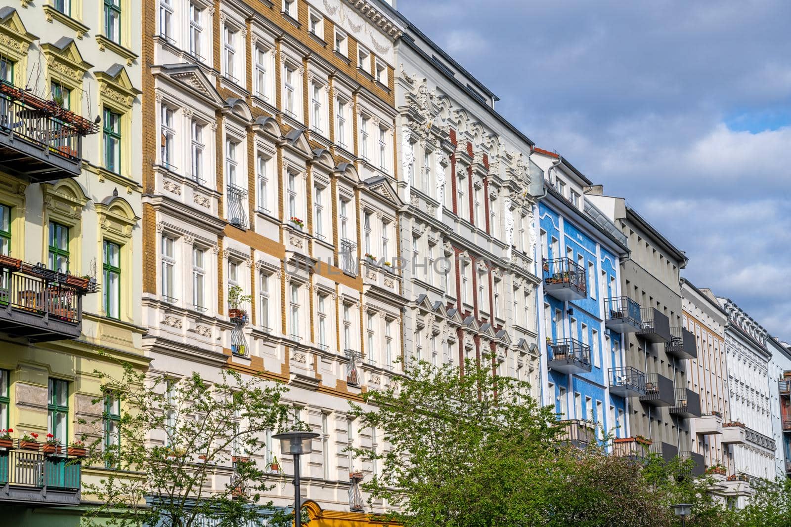 Beautiful renovated old apartment buildings seen in Prenzlauer Berg, Berlin