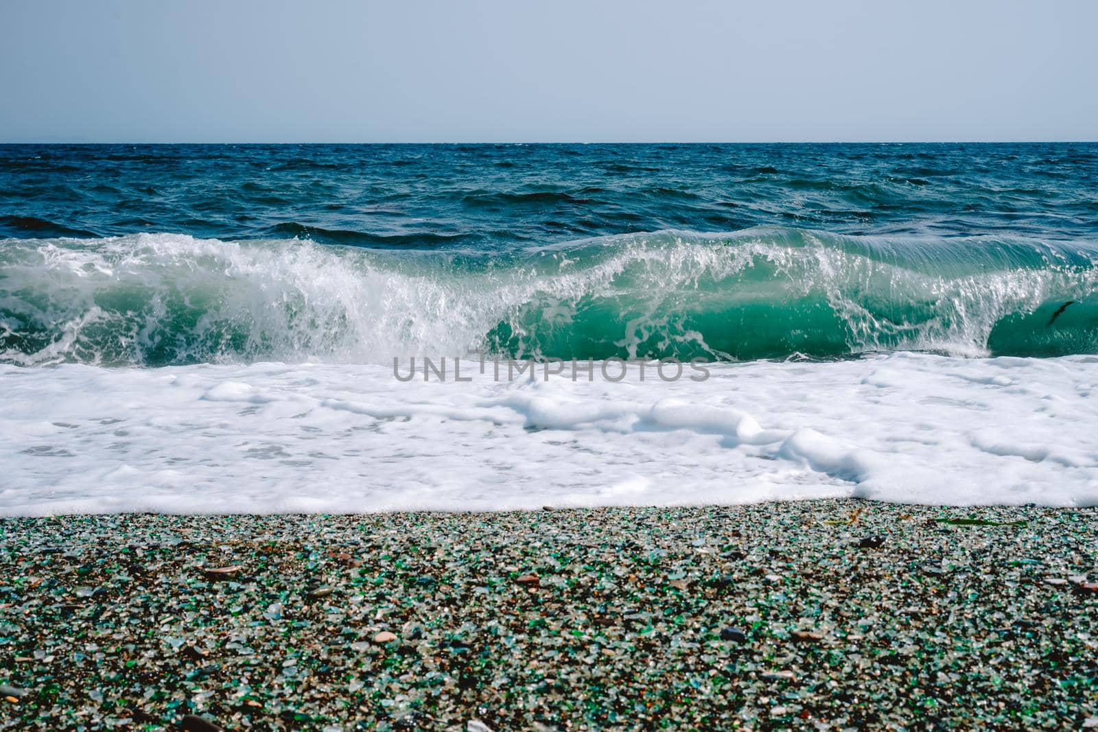 Marine landscape with views of Glass beach. Vladivostok, Russia