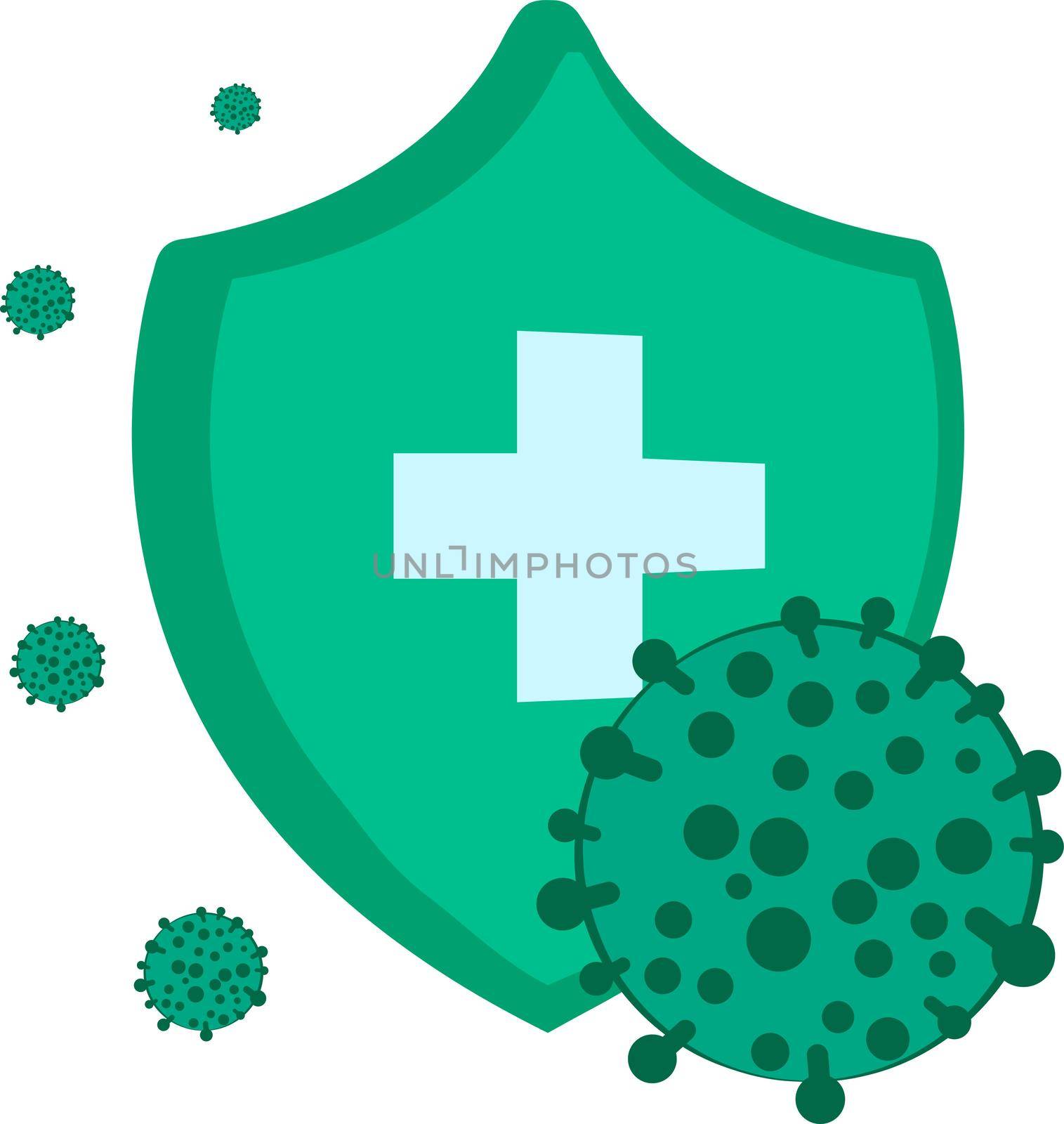 Antivirus shield and coronavirus sign vector illustration by Olena758