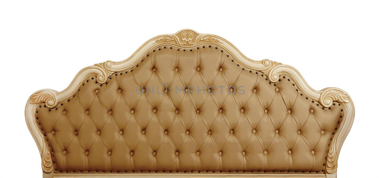 Brown leather bed headboard isolated on white by BreakingTheWalls