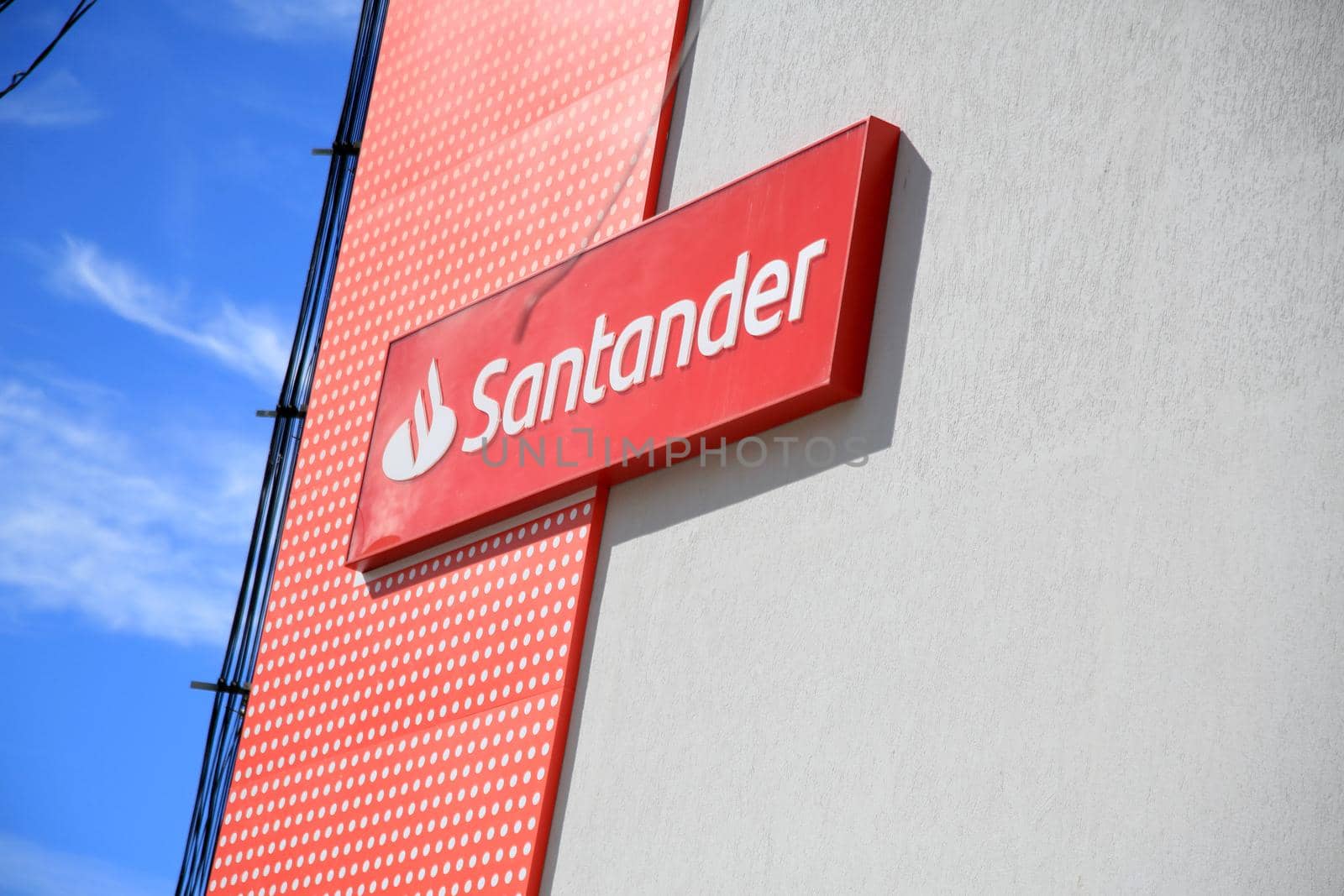 salvador, bahia, brazil - january 25, 2021: bank Santander logo is seen in a bank branch in the city of Salvador


.