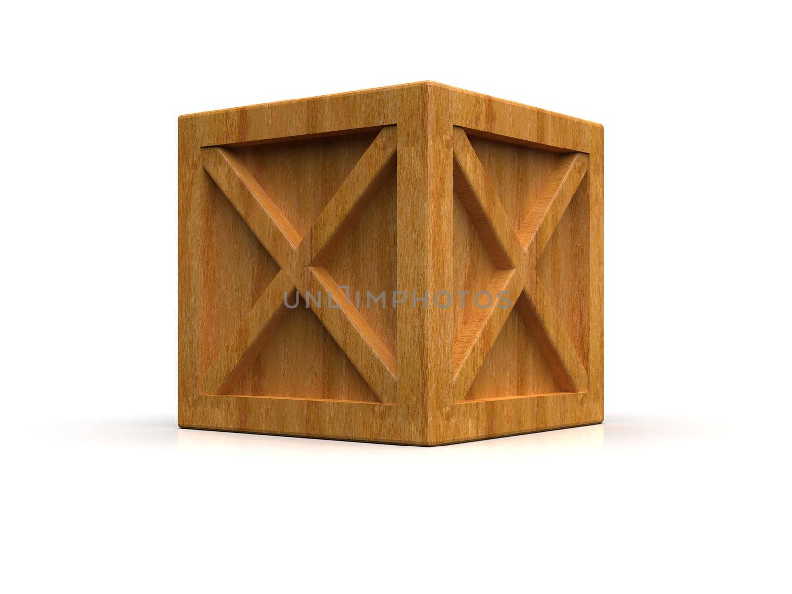 Shipment Sealed Goods Wooden Box isolated on White Background, Pallet Cargo Case Industrial Crate or Container Box for Storage, Logistic Transportation and Delivery, Warehouse Concept, 3d Illustration