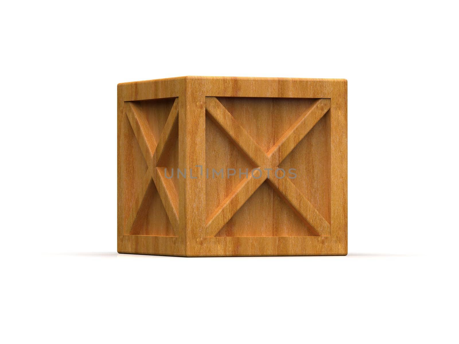 Shipment Sealed Goods Wooden Box isolated on White Background, Pallet Cargo Case Industrial Crate or Container Box for Storage, Logistic Transportation and Delivery, Warehouse Concept, 3d Illustration
