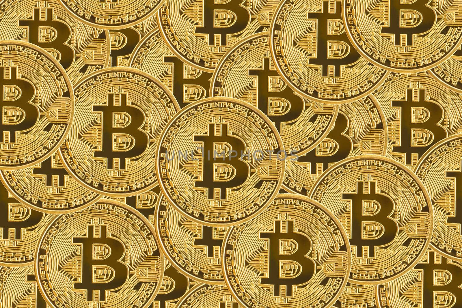 Golden bitcoin symbol with coin background by stoonn