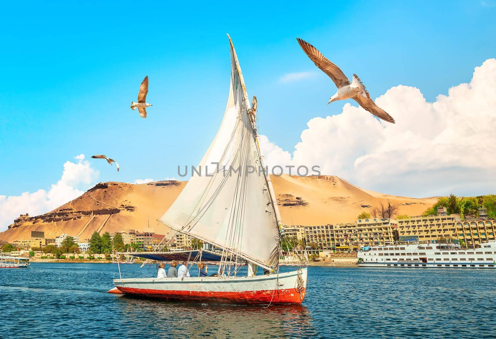 Sailboat in Aswan city by Givaga