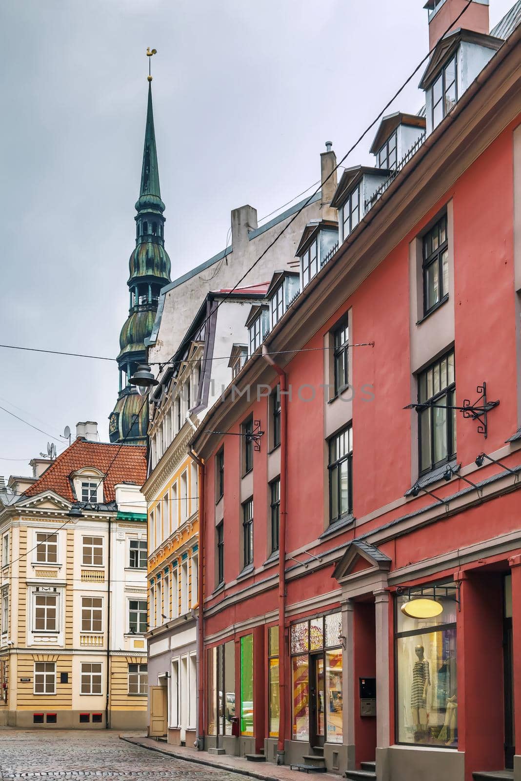 Street in the old town of Riga, Latvia by borisb17