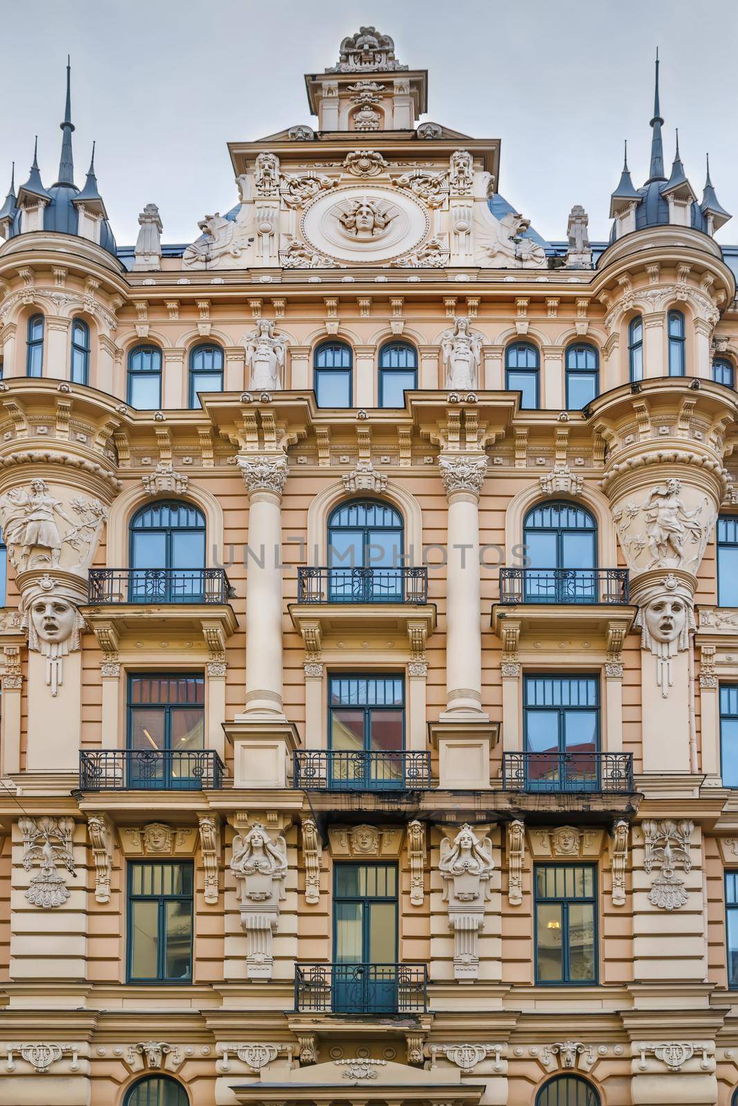 Facade of Building in Art Nouveau style, Riga, Latvia (Alberta street 13)