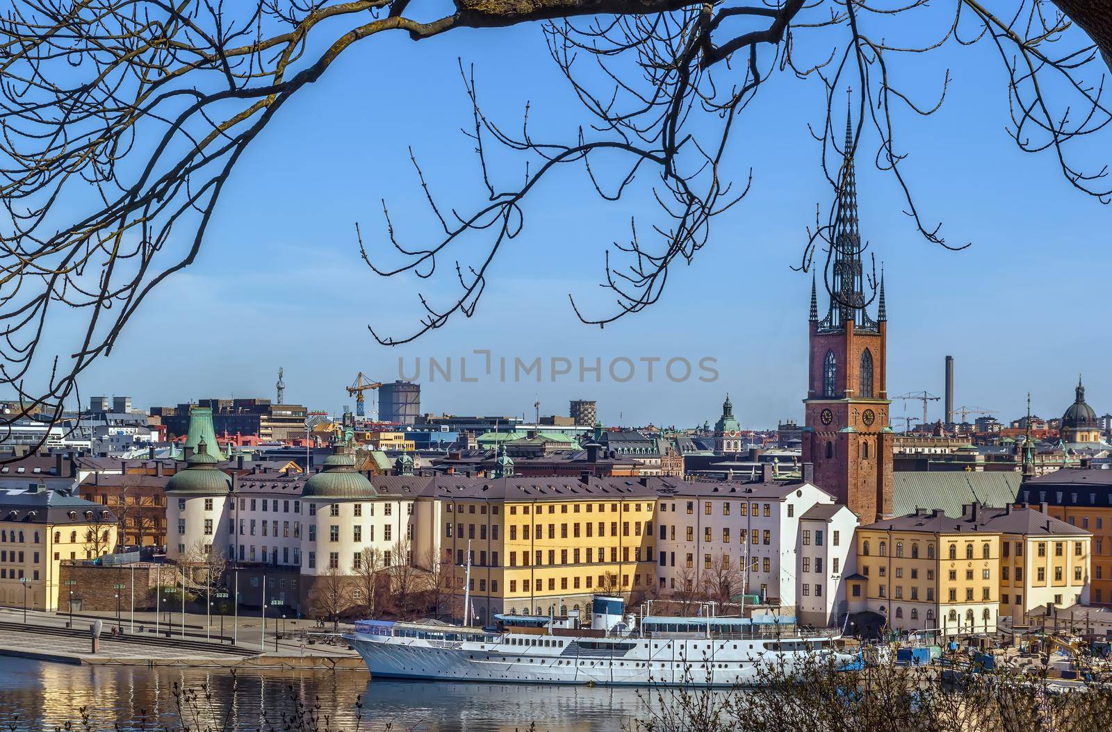 View of Riddarholmen from the Sodermalm island in Stockholm, Sweden