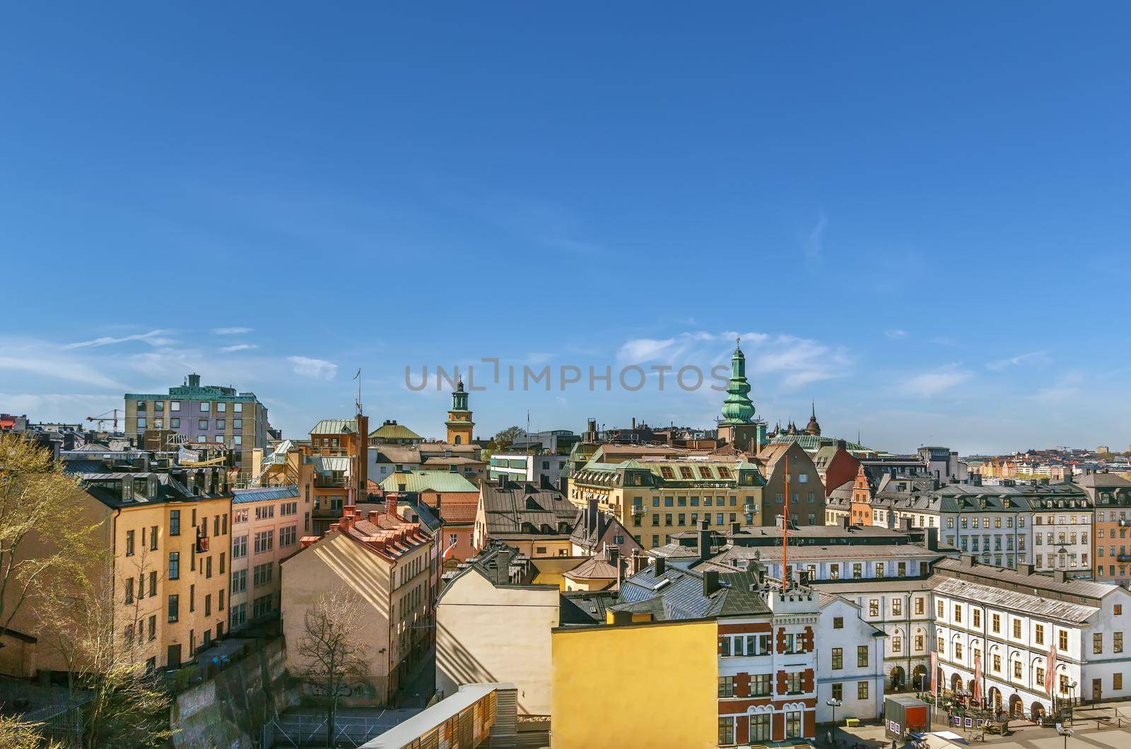 View of Stockholm (Sodermalm island) from Katarina Elevator, Sweden