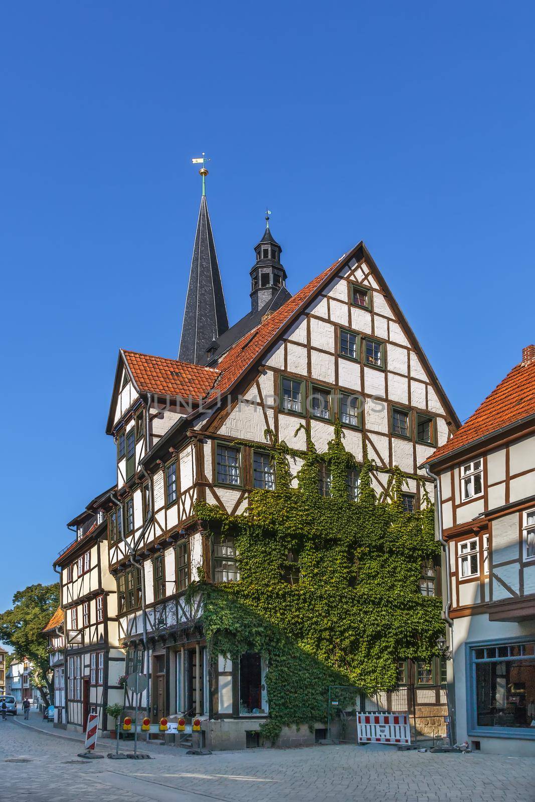 Street with half-timbered houses in Quedlinburg, Germany