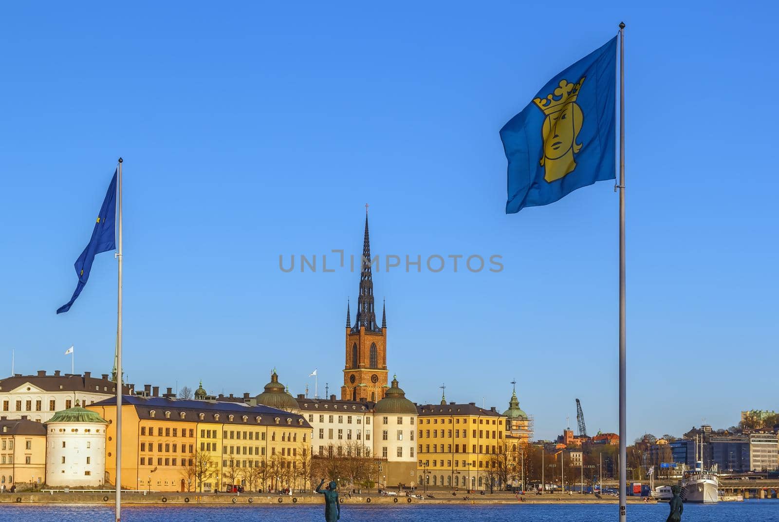 View of Riddarholmen from City Hall in Stockholm, Sweden