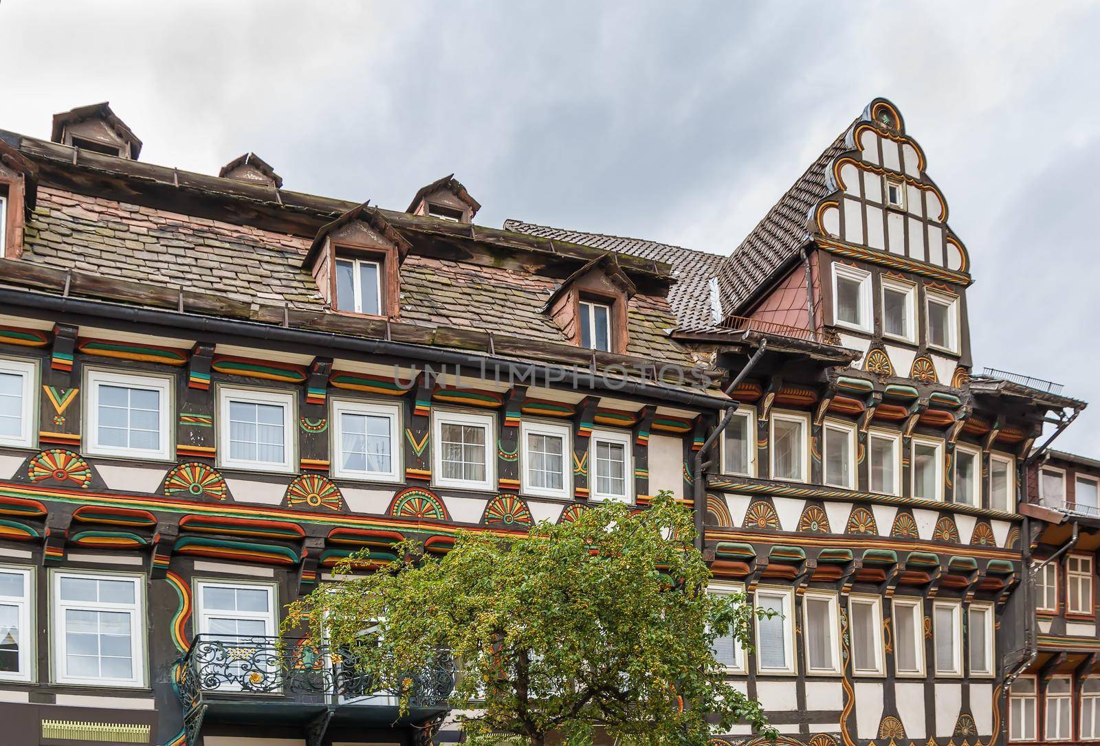 Picturesque facades of ancient houses in the city Einbeck, Germany