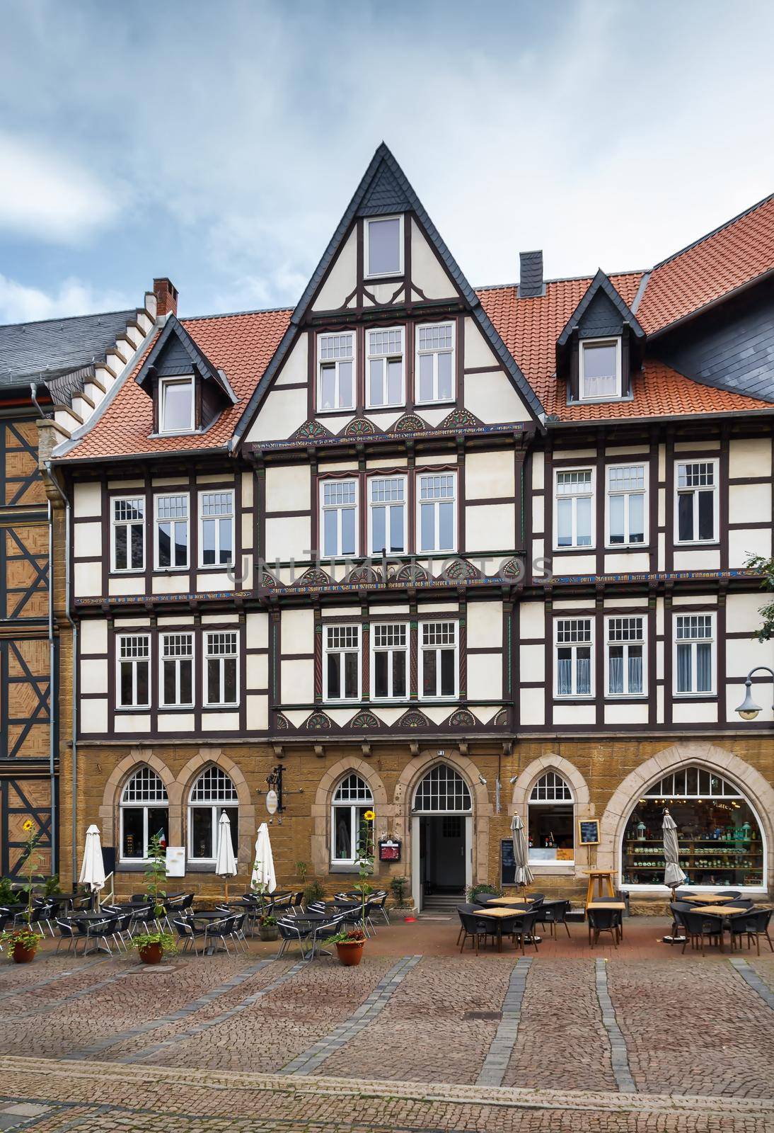 Street with old half-timbered house in Goslar, Germany