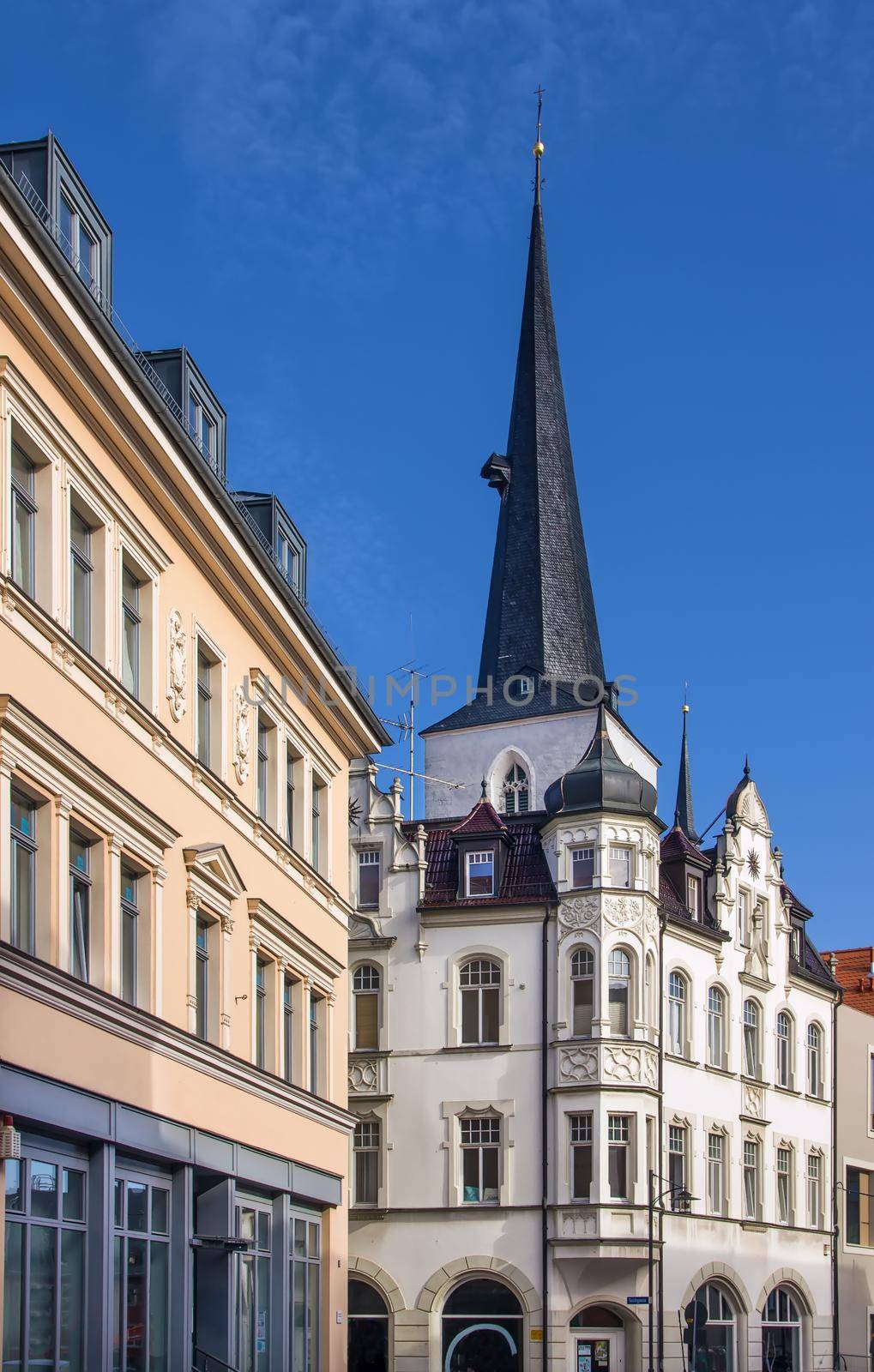 Street with historical houses in Weimarcity center, Germany