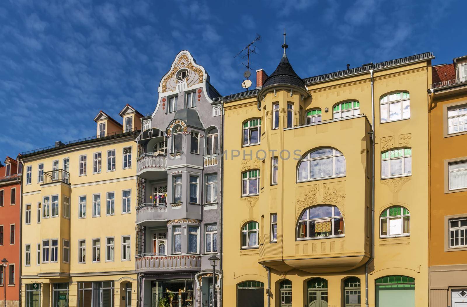 Street with historical houses in Weimarcity center, Germany