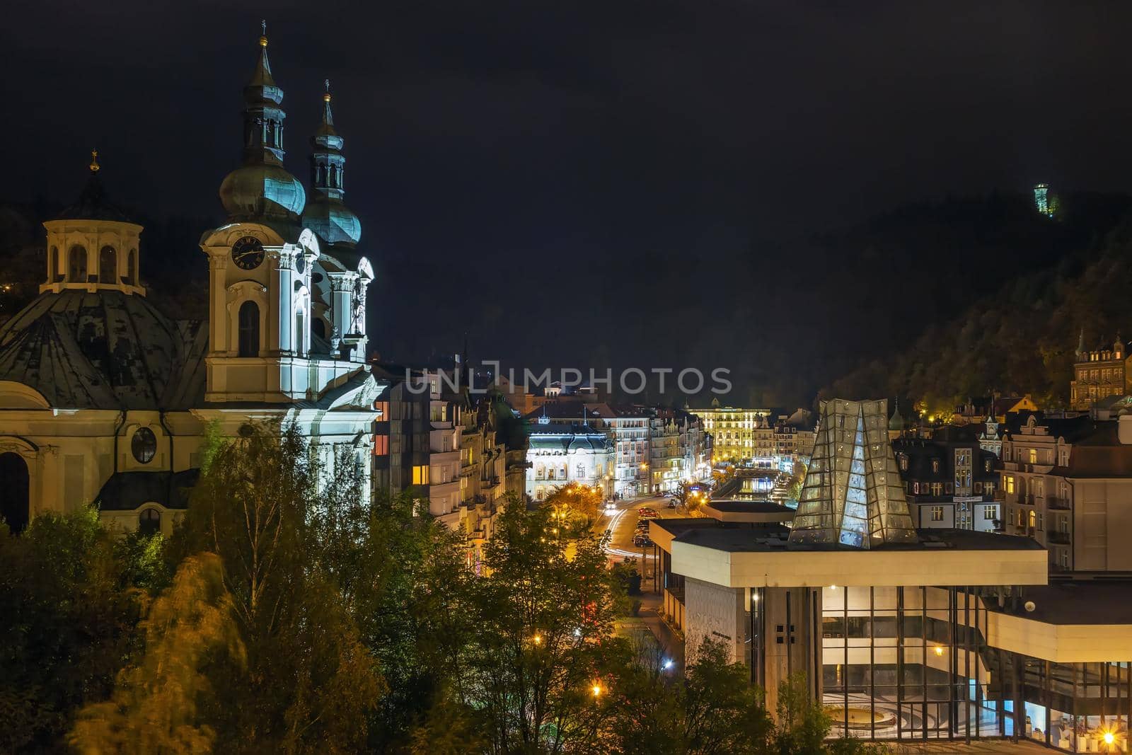 Karlovy Vary in evening light, Czech republic by borisb17