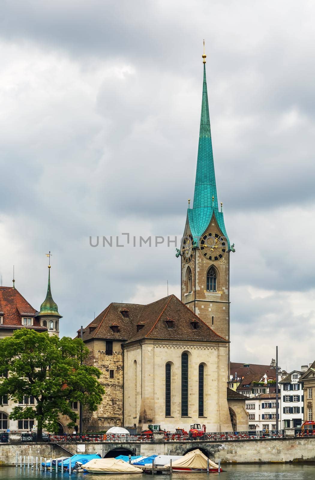 Fraumunster Church in Zurich is built on the remains of a former abbey for aristocratical women, Switzerland