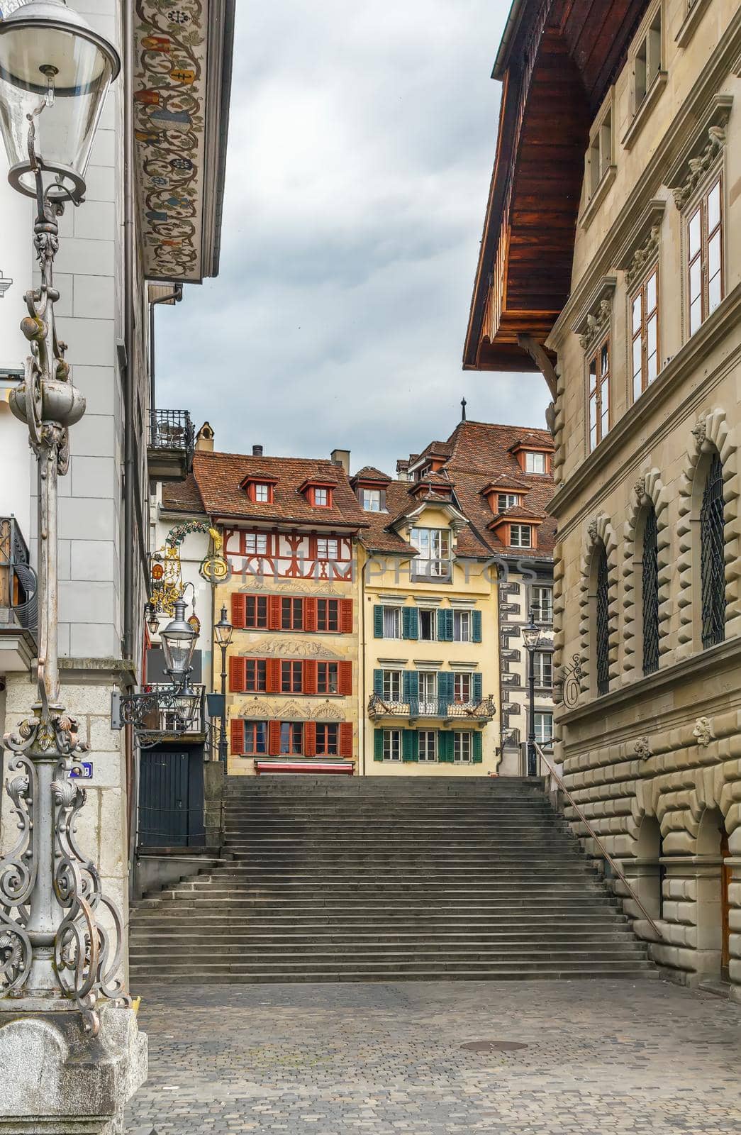 Staircase in the historic center of Lucerne, Switzerland