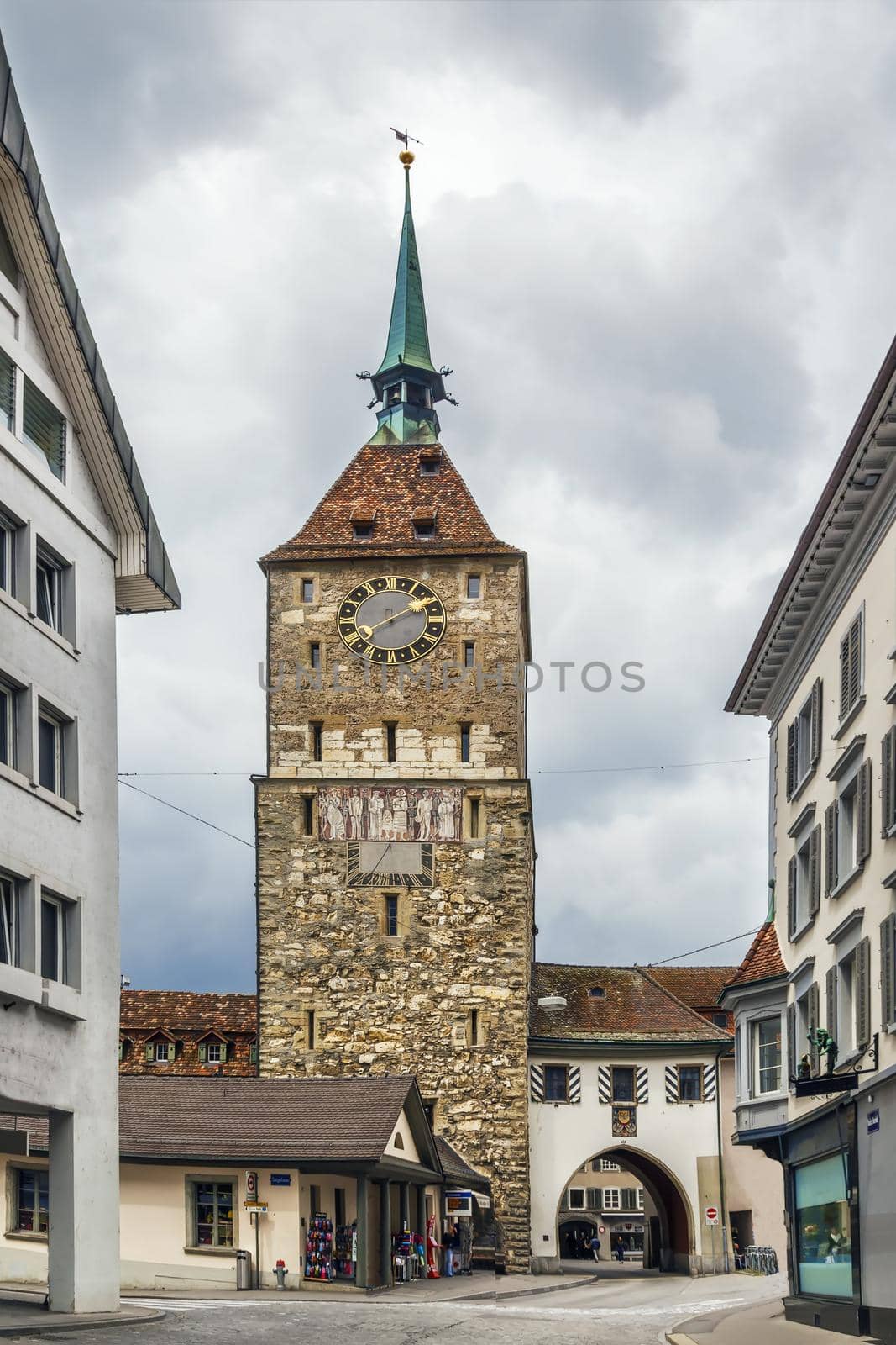 Gate tower in old town of Aarau, Switzerland
