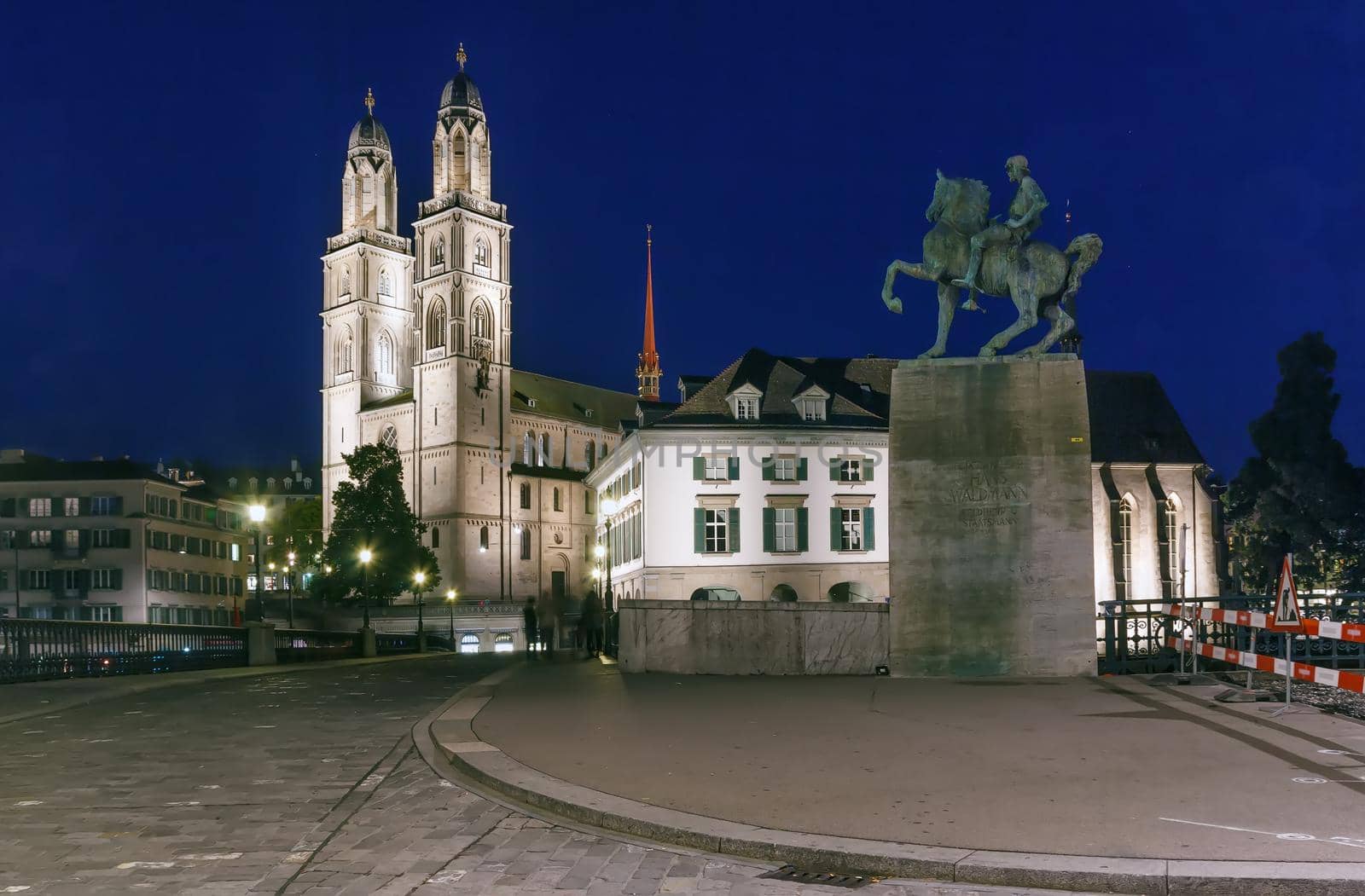 Grossmunster is a Romanesque-style Protestant church in Zurich, Switzerland.In evening