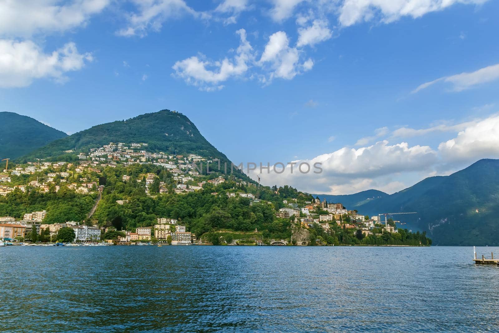 View of Lake Lugano and surrounding mountains, Switzerland