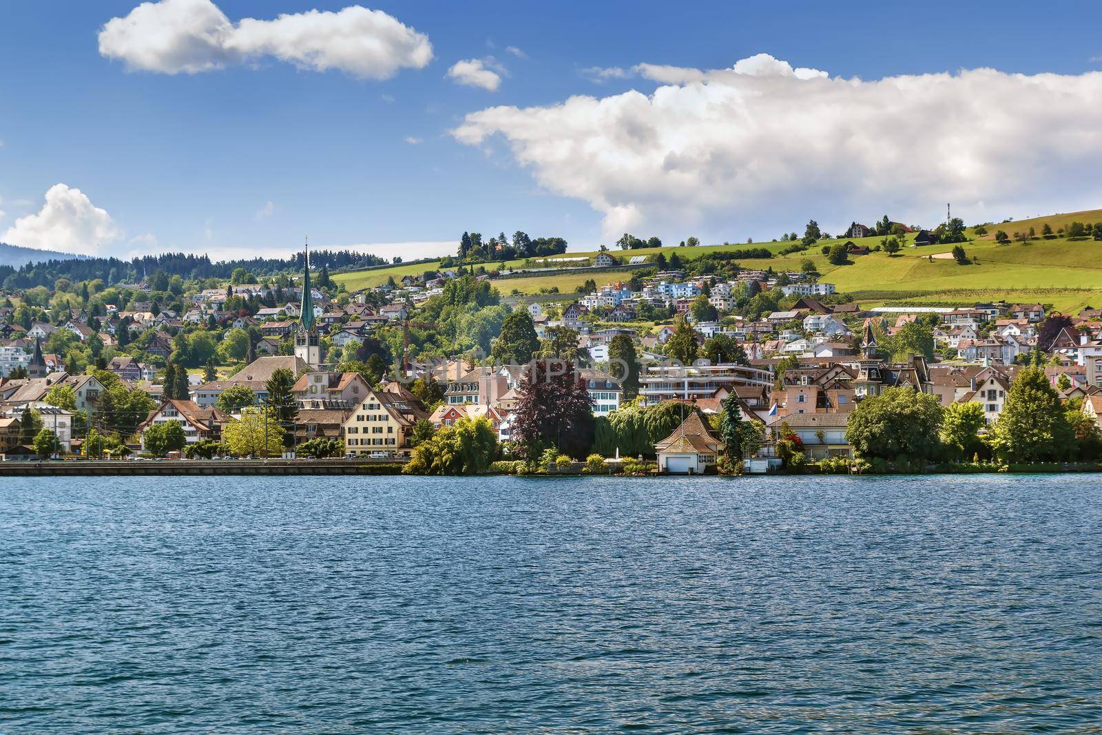 View of Wadenswil from Zurich lake, Switzerland