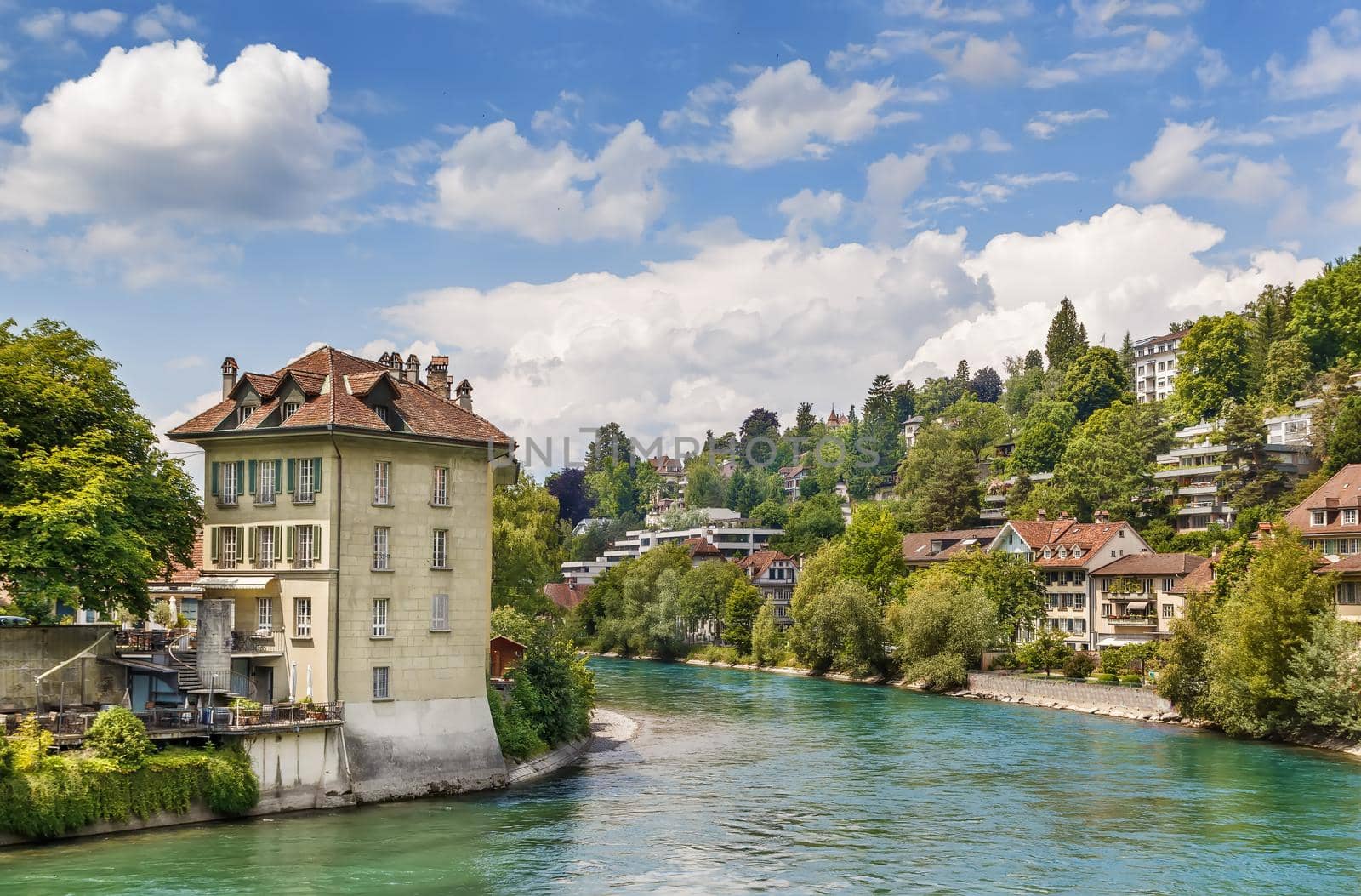 View of Aare river in Bern old town, Switzerland 